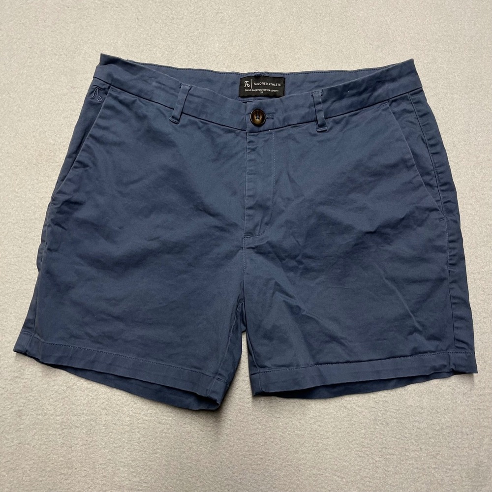 Tailored Athlete Mens Muscle Fit Chino Shorts Navy Blue Shorter Length Size 32